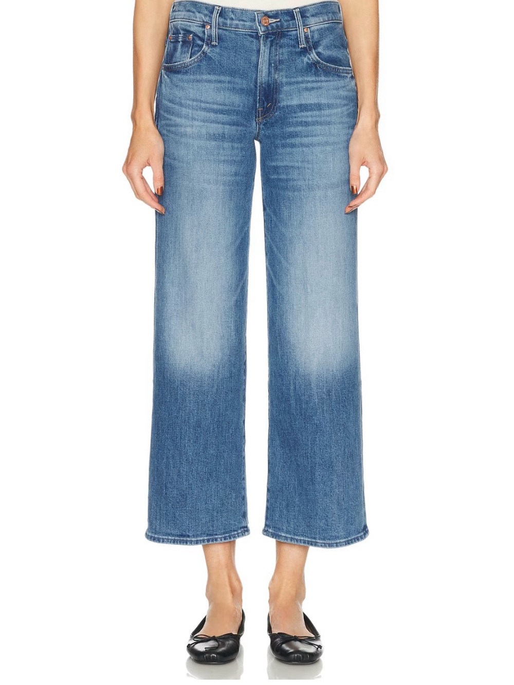 MOTHER Light Blue Wide-Leg Jeans the mid rise maven ankle